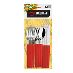 JUEGO 12 PIEZAS ACERO INOX MANGO ROJO MILLENIUM DI SOLLE