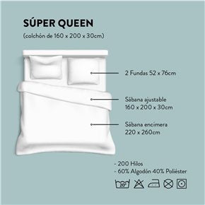 JUEGO SABANAS QUEEN 160x200CM 200H BLUEJAY CANNON
