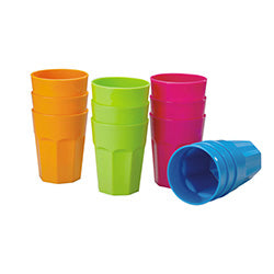 SET 3 VASOS D8.7XH11.2CM 430ML PLASTICO SURTIDO