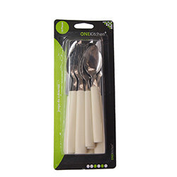JUEGO DE CUBIERTOS 16 PIEZAS MANGO PLASTICO MARFIL
