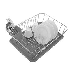 ESCURRIDOR ACERO CROMADO C/BANDEJA Y CUBIERTERA 41X32X12.5CM