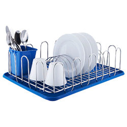 ESCURRIDOR ACERO CROMADO C/ BANDEJA Y CUBIERTERA 45X32X12