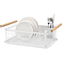 ESCURRIDOR METAL C/ASAS MADERA BLANCO. 47x30x16CM