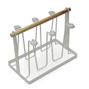 ESCURRE VASOS METAL MGO MADERA BLANCO. 26x13x19CM