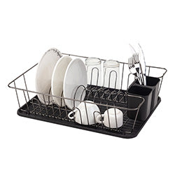 ESCURRIDOR A.CROM C/BANDEJA Y CUB. NEGRO. 45X32X12CM