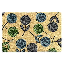 FELPUDO COCO 40x60CM H1.5CM FLORES CELESTE/VERDE