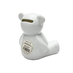 ADORNO ALCANCIA OSO 9.5x8x10.5CM PORCELANA BLANCO