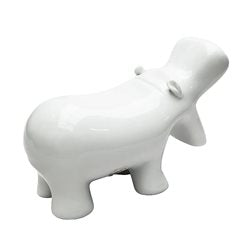 ADORNO ALCANCIA HIPOPOTAMO 28x12x18CM PORCELANA BLANCO