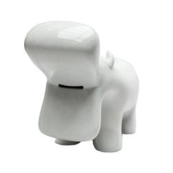 ADORNO ALCANCIA HIPOPOTAMO 28x12x18CM PORCELANA BLANCO