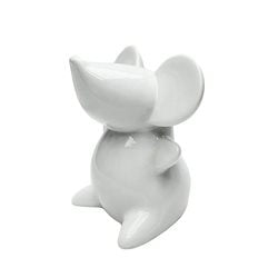 ADORNO ALCANCIA RATON 11x10x16CM PORCELANA BLANCO