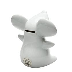 ADORNO ALCANCIA RATON 11x10x16CM PORCELANA BLANCO