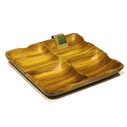 COPETINERO CUADRADO MADERA 4 DIV 25X25X4CM