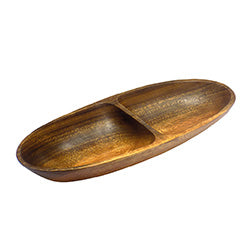 COPETINERO OVAL 2 DIVISIONES MADERA 32X12X4CM