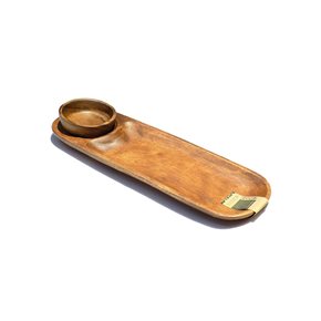 BANDEJA OVAL MADERA C/REC 42X12X3CM/D10CM