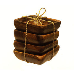SET X 4PZAS COMPOTERA MADERA 10X10X4CM