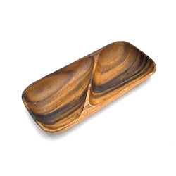 BANDEJA RECTANGULAR MADERA 2 DIV 33X15X4CM