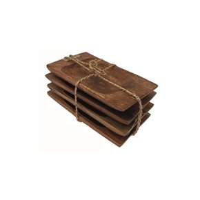 SET X 4 BANDEJA RECTANGULAR MADERA 16.5X9X2.5CM