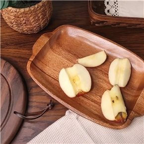 BANDEJA SEMI RECT.C/MANGOS MADERA 30.5X20X2.5CM