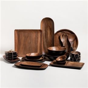 BANDEJA CANOA EXT COL NEGRO 27X13X2.5CM MAD ACACIA