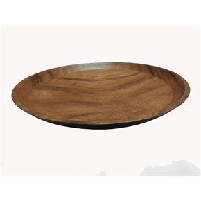 PLATO REDONDO  EXT COL NEGRO  30CM MADERA  ACACIA