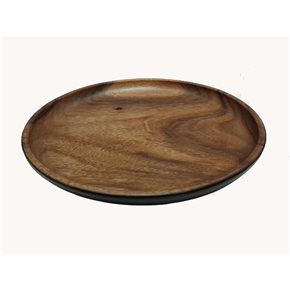 PLATO REDONDO  EXT COL NEGRO  25CMS MADERA  ACACIA