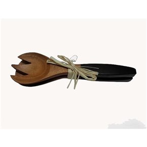 CUBIERTOS P/ENSALADA EXT COL NEGRO 25CM MAD ACACIA