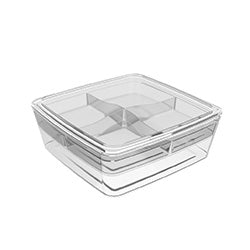 CAJA ORGANIZACIÓN C/DIV PLASTICO CRISTAL 23x23x8CM