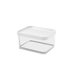 RECIPIENTE PLASTICO CLEAR 1L 13x17x8.5CM BLANCO