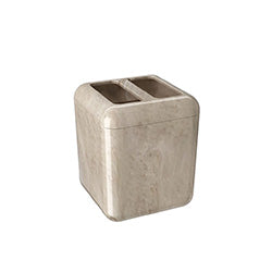 PORTA CEPILLO PLASTICO CUBE MARMOL ARENA. 8.5x8.5x11CM