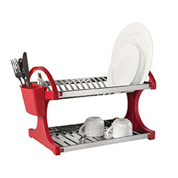 ESCURRIDOR CAP16 PLATOS AC.INOX  ROJO. 51x28x29CM