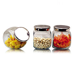 SET X3 PZAS RECIPIENTES  1500ML TAPA METAL