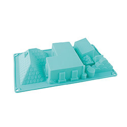 MOLDE 3D P/TORTAS CASITAS  SILICONA. 30X17X4CM