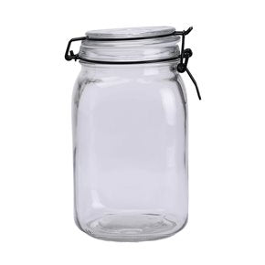 RECIPIENTE VIDRIO HERM D11CM/1.5L TAPA BROCHE NEGRO