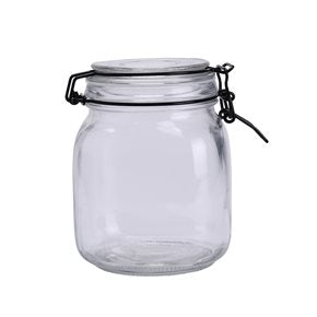 RECIPIENTE VIDRIO HERM D11CM/1.0L TAPA BROCHE NEGRO