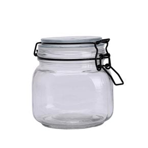 RECIPIENTE VIDRIO HERM D11CM/750ML TAPA BROCHE NEGRO
