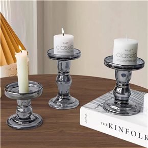 CANDELABRO VIDRIO D8.5/H11.5CM COLOR HUMO