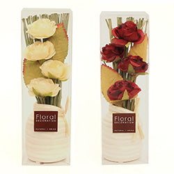 MACETA PEQUEÑA CON ROSAS VARIOS COLORES 7X22CM