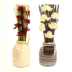 FLORERO PEQUEÑO CON FLORES 9X30CM VARIOS COLORES