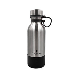 BOTELLA A.INOX 500ML D/PARED SILICONA NEGRA MOBBY