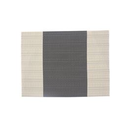 INDIVIDUAL PVC 40x30CM BEIGE FRANJA GRIS