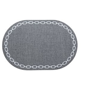 INDIVIDUAL CADENA OVAL SIMIL CUERO 45X30CM GRIS