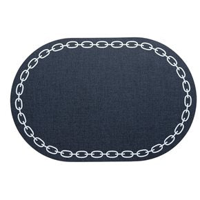 INDIVIDUAL CADENA OVAL SIMIL CUERO 45X30CM MARINO