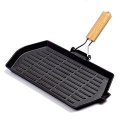 PLANCHA GRIL C/ MANGO MADERA HIERRO. 21x35CM
