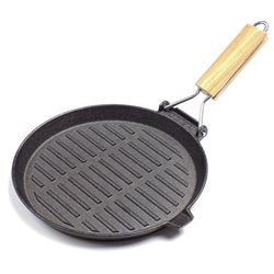PLANCHA GRIL REDONDA C/ MANGO MADERA D24CM HIERRO
