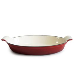 FUENTE OVAL 26X15.5CM HIERRO ESMALTADO ROJO