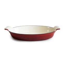 FUENTE OVAL 29X21CM HIERRO ESMALTADO ROJO
