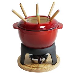 FONDUE HIERRO BASE MADERA ROJO 17X10CM