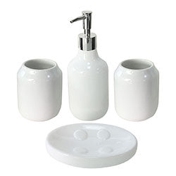 SET BAÑO 4 PZAS REDONDO LISO BLANCO