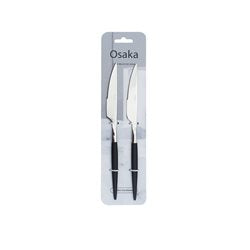 SET X2 CUCHILLO MESA 23.5CM AC. MANGO NEGRO OSAKA