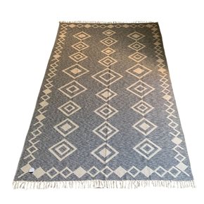 ALFOMBRA C/FLECOS 200X285CM AZUL ROMBOS CON FLECOS